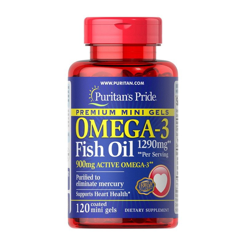Puritan's Pride Омега 3 Puritan's Pride Omega-3 Fish Oil 1290 mg 120 мини капсул, , 