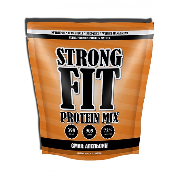 Протеин Strong Fit Protein MIX, 909 грамм Апельсин,  мл, Strong FIT. Протеин. Набор массы Восстановление Антикатаболические свойства 
