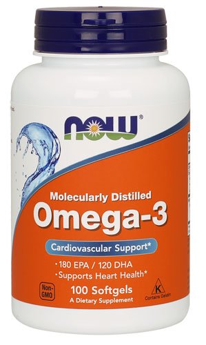 NOW Omega-3 100 капс Без вкуса,  ml, Now. Omega 3 (Fish Oil). General Health Ligament and Joint strengthening Skin health CVD Prevention Anti-inflammatory properties 