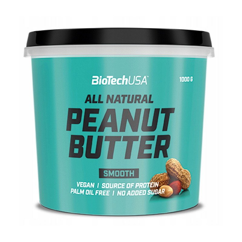 Натуральная арахисовая паста BioTech All Natural Peanut Butter (1000 г) биотеч smooth,  мл, BioTech. Арахисовая паста. 