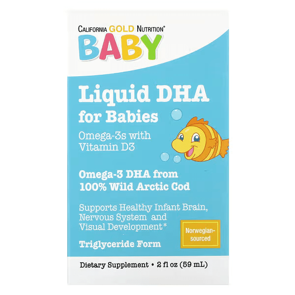 California Gold Nutrition Омега 3 для дітей California Gold Nutrition Baby's DHA Omega-3s with Vitamin D3 1050 mg 59 ml, , 59 мл