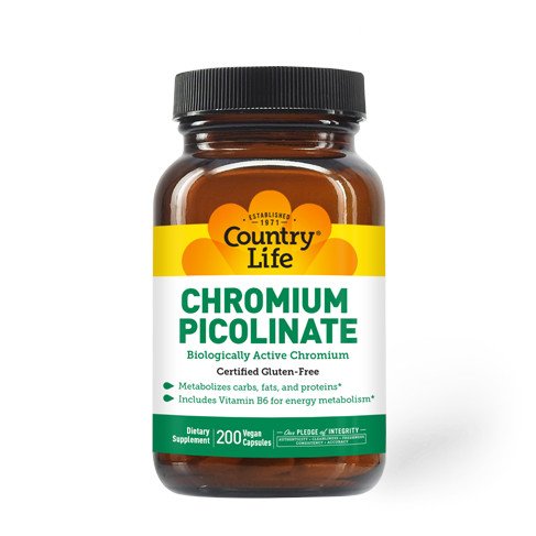 Country Life Витамины и минералы Country Life Chromium Picolinate, 200 вегакапсул, , 