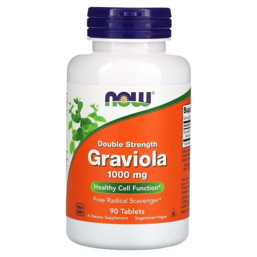 Натуральная добавка NOW Graviola 1000 mg, 90 таблеток,  мл, Now. Hатуральные продукты. Поддержание здоровья 