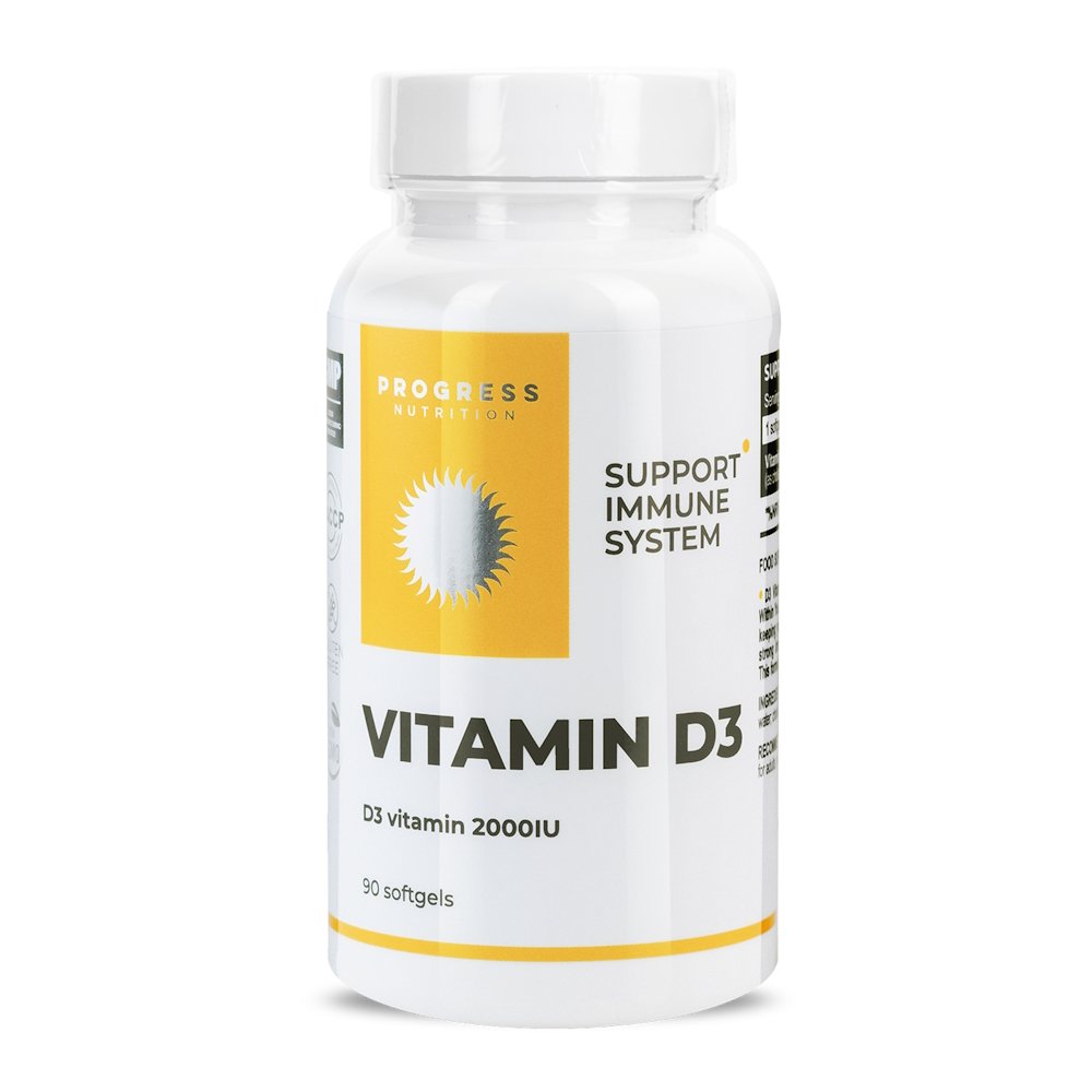 Progress Nutrition Витамины и минералы Progress Nutrition Vitamin D3 2000 IU, 90 капсул, , 