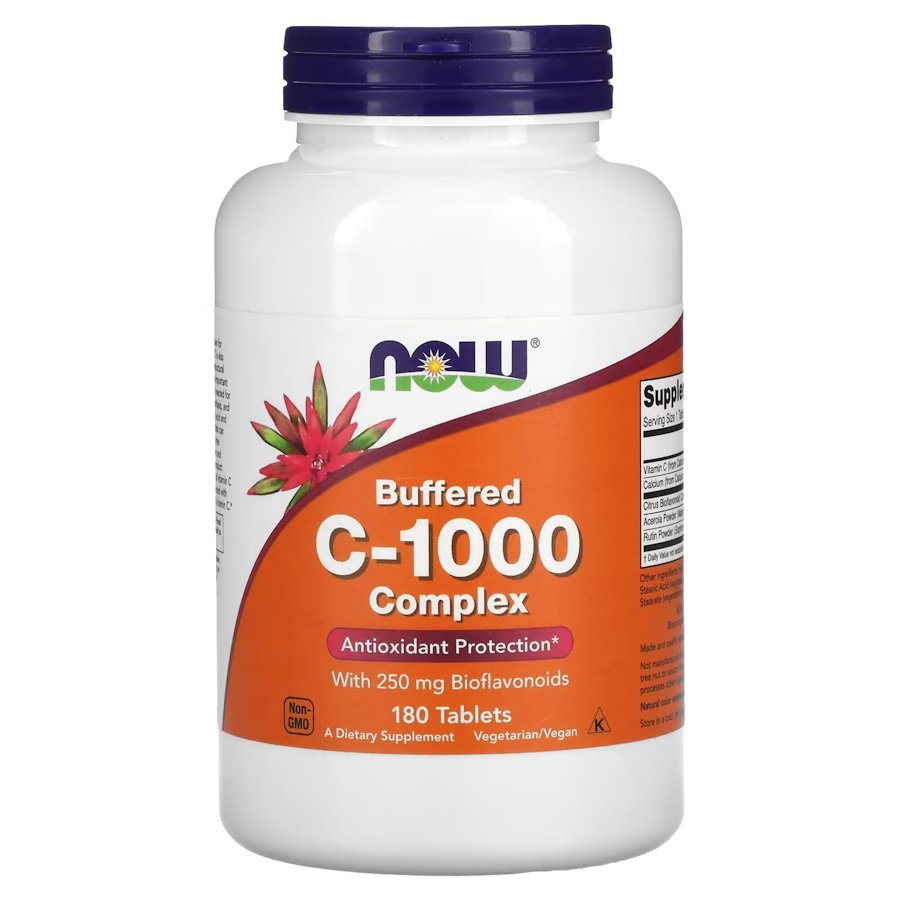 Витамины и минералы NOW Vitamin C-1000 Complex Buffered, 180 таблеток,  ml, Now. Vitamins and minerals. General Health Immunity enhancement 