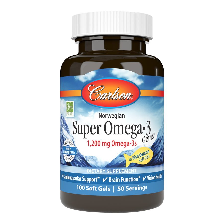 Жирные кислоты Carlson Labs Norwegian Super Omega-3 Gems 1200 mg, 100 капсул,  ml, Carlson Labs. Fats. General Health 