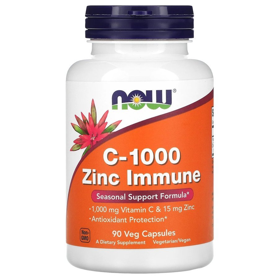Витамины и минералы NOW Vitamin C-1000 &amp; Zinc Immune, 90 вегакапсул,  ml, Now. Vitamins and minerals. General Health Immunity enhancement 