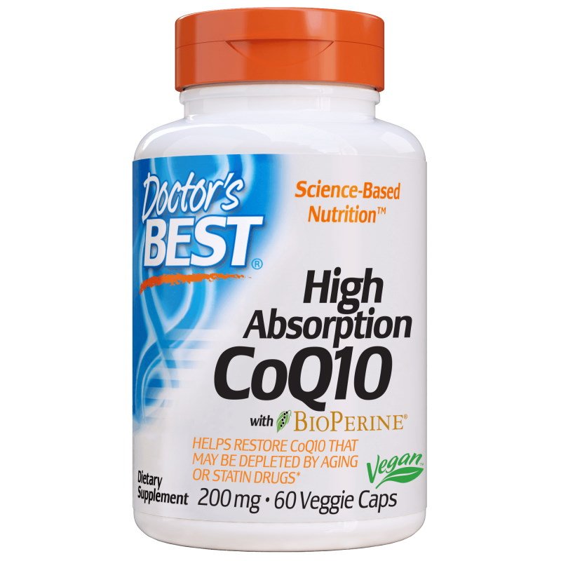 Витамины и минералы Doctor's Best CoQ10 BioPerine 200 mg, 60 вегакапсул,  мл, Doctor's BEST. Коэнзим-Q10. Поддержание здоровья Антиоксидантные свойства Профилактика ССЗ Толерантность к физ. нагрузкам 