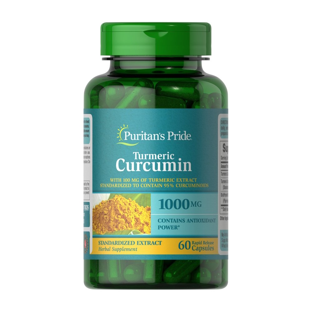 Натуральная добавка Puritan's Pride Turmeric Curcumin 1000 mg with BioPerine 5 mg, 60 капсул,  мл, Puritan's Pride. Hатуральные продукты. Поддержание здоровья 