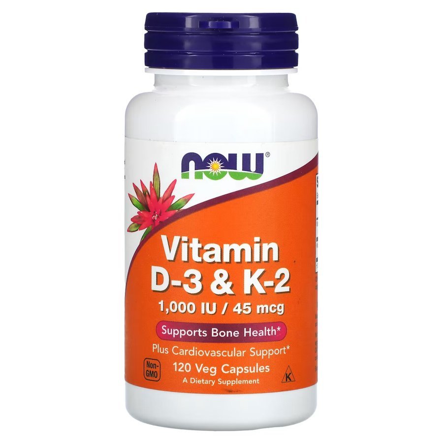 Витамины и минералы NOW Vitamin D3 &amp; K2, 120 вегакапсул,  ml, Now. Vitamins and minerals. General Health Immunity enhancement 