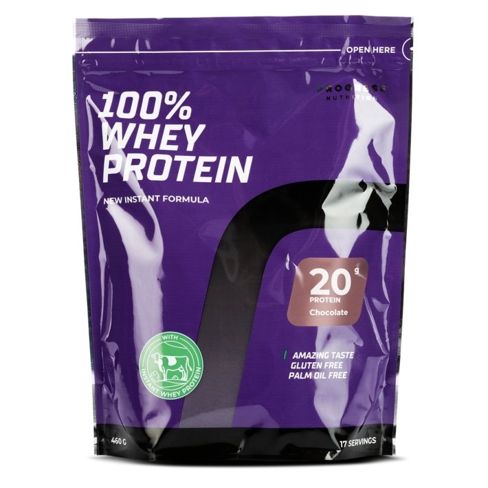 Протеин Progress Nutrition 100% Whey Protein, 460 грамм Шоколад,  мл, Progress Nutrition. Протеин. Набор массы Восстановление Антикатаболические свойства 