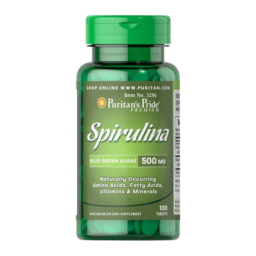 Puritan's Pride Puritan's Pride Spirulina 500 mg 100 Tabs, , 100 шт.