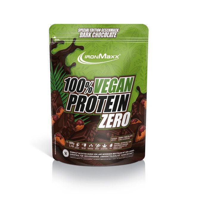 Протеин IronMaxx 100% Vegan Protein, 500 грамм Черный шоколад,  мл, IronMaxx. Протеин. Набор массы Восстановление Антикатаболические свойства 