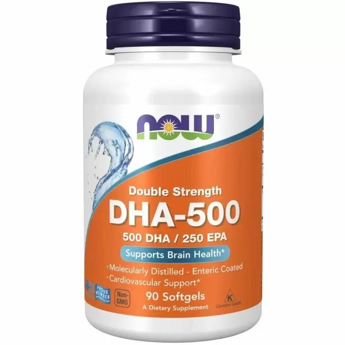 Жирные кислоты NOW DHA-500, 90 капсул,  мл, Now. Жирные кислоты (Omega). Поддержание здоровья 