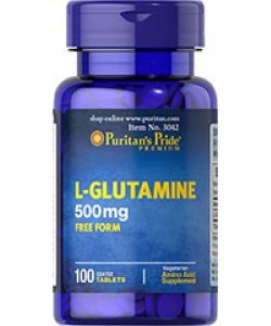 L-Glutamine 500 mg, 100 шт, Puritan's Pride. Глютамин. Набор массы Восстановление Антикатаболические свойства 