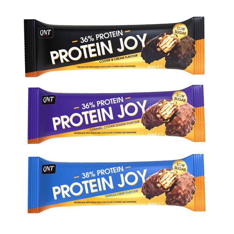 Протеиновый батончик QNT Protein joy bar (60 г) caramel cookie dough,  мл, QNT. Батончик. 