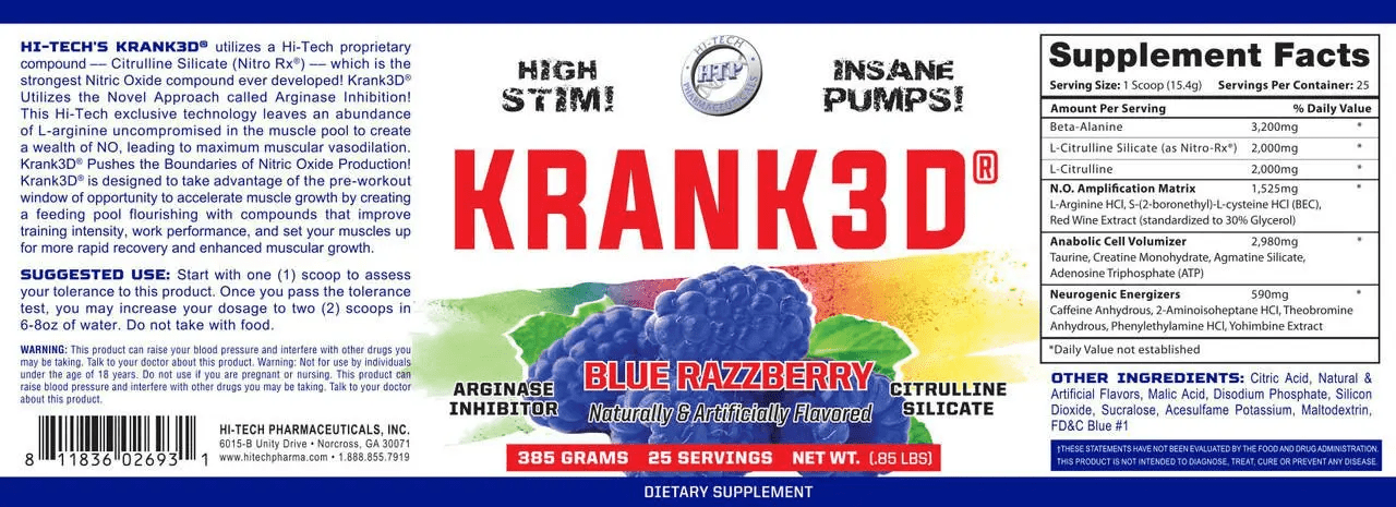 Hi-Tech Pharmaceuticals  Krank3d 15g / 1 servings,  ml, Hi-Tech Pharmaceuticals. Pre Workout