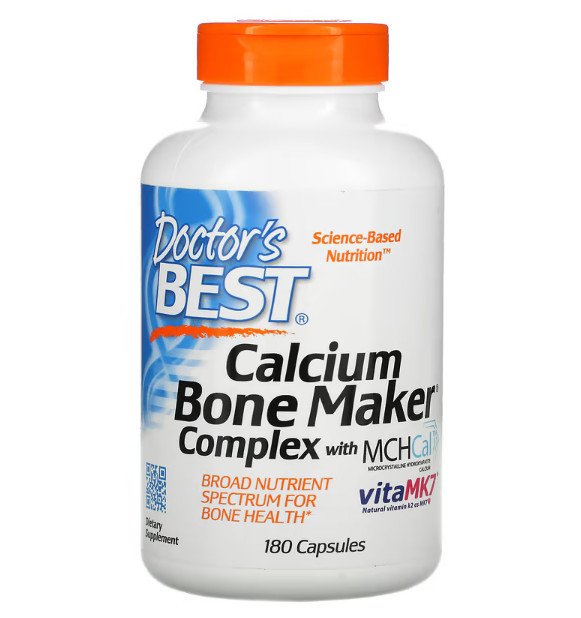 Doctor's Best Calcium Bone Maker Complex with MCHCal and VitaMK7 180 Caps,  мл, Doctor's BEST. Витамины и минералы. Поддержание здоровья Укрепление иммунитета 