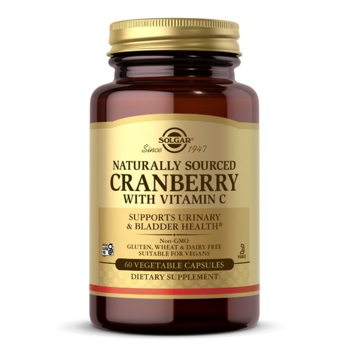 Натуральная добавка Solgar Natural Cranberry with Vitamin C, 60 вегакапсул,  мл, Solgar. Hатуральные продукты. Поддержание здоровья 