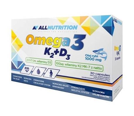 Жирные кислоты AllNutrition Omega 3+D3+K2, 30 капсул,  ml, AllNutrition. Fats. General Health 
