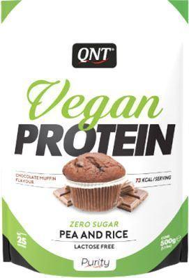 QNT Vegan Protein 500 г - сhocolate muffin,  мл, QNT. Протеин. Набор массы Восстановление Антикатаболические свойства 