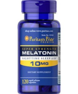 Melatonin 10 mg, 120 шт, Puritan's Pride. Мелатонин. Улучшение сна Восстановление Укрепление иммунитета Поддержание здоровья 