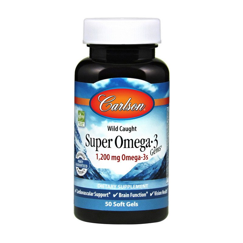 Carlson Labs Супер Омега 3  Carlson Labs Super Omega 3 1200 mg Omega-3s (50 капс)  рыбий жир карлсон лаб, , 50 