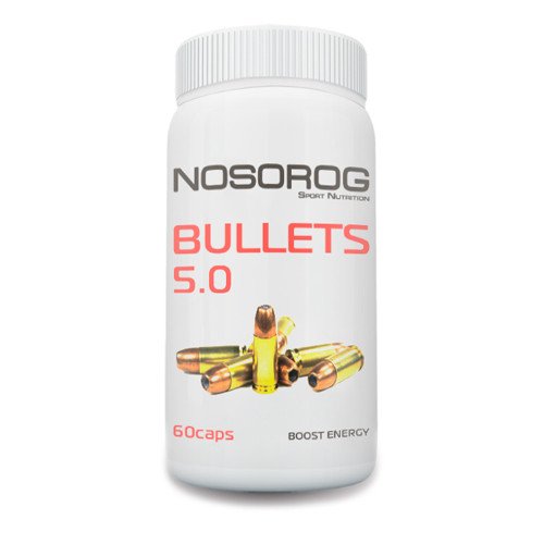 Предтреник Nosorog BULLETS 5.0 (60 капсул) носорог буллетс,  мл, Nosorog. Предтренировочный комплекс. Энергия и выносливость 