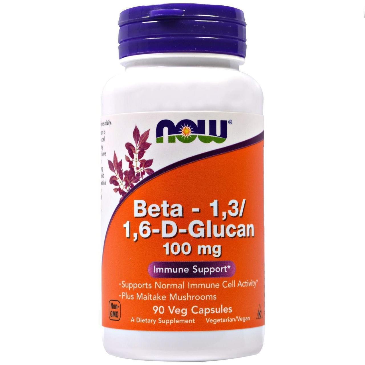 Бета Глюкан NOW Foods Beta-1,3/1,6-D-Glucan 100 mg 90 Caps,  мл, Now. Спец препараты. 