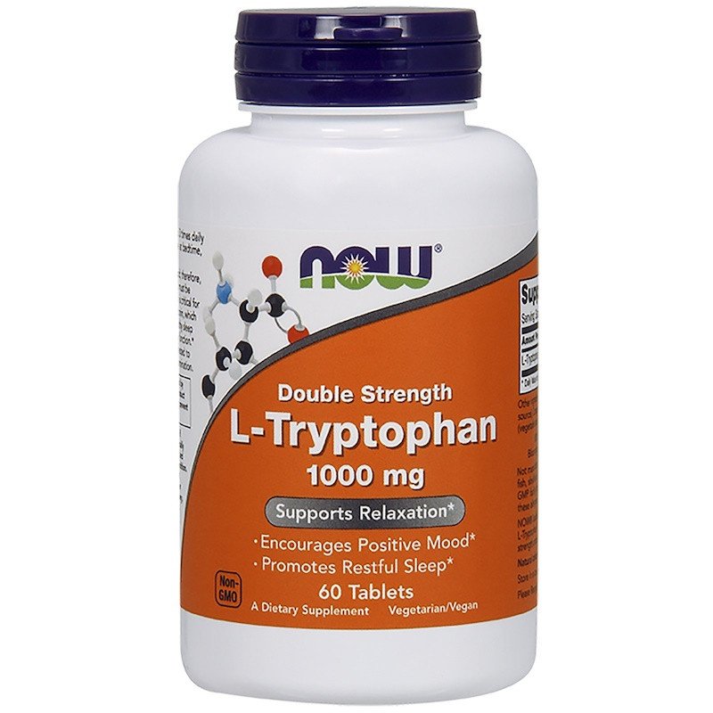 NOW Foods L-Tryptophan 1000 mg 60 Tabs,  мл, Now. Аминокислоты. 