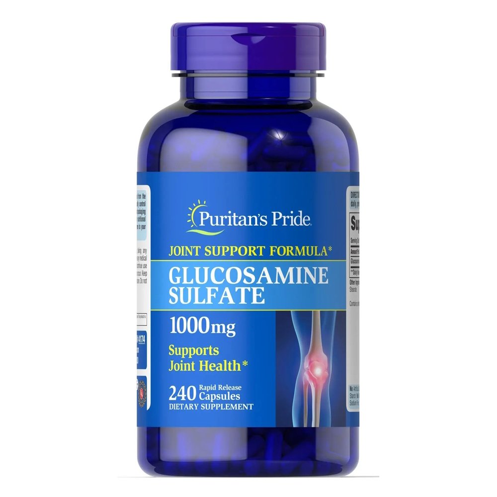 Для суставов и связок Puritan's Pride Glucosamine Sulfate 1000 mg, 240 капсул,  ml, Puritan's Pride. For joints and ligaments. General Health Ligament and Joint strengthening 