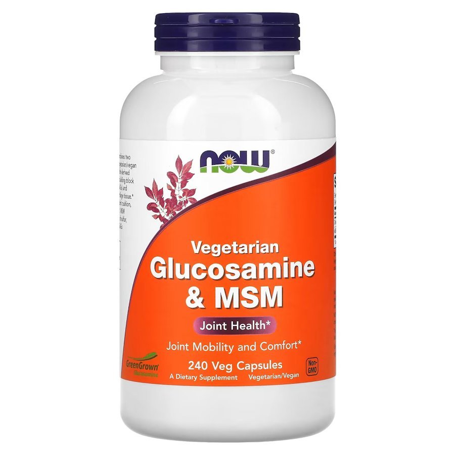 Для суставов и связок NOW Vegetarian Glucosamine &amp; MSM, 240 вегакапсул,  мл, Now. Хондропротекторы. Поддержание здоровья Укрепление суставов и связок 