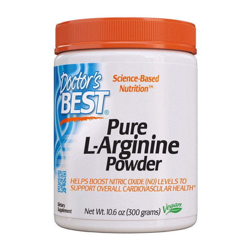 Л-Аргинин Doctor's Best Pure L-Arginine Powder (300 г),  мл, Doctor's BEST. Аргинин. Восстановление Укрепление иммунитета Пампинг мышц Антиоксидантные свойства Снижение холестерина Донатор оксида азота 