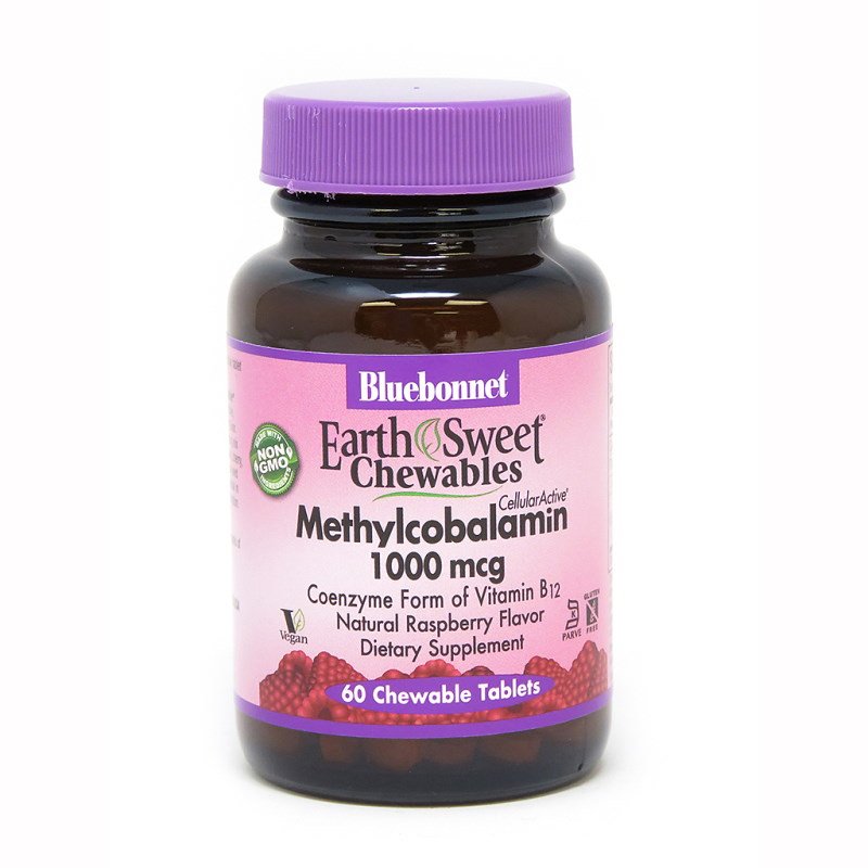 Витамины и минералы Bluebonnet Earth Sweet Chewables Methylcobalamin 1000 mcg, 60 жевательных таблеток,  мл, Bluebonnet Nutrition. Витамины и минералы. Поддержание здоровья Укрепление иммунитета 