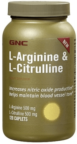 L-Arginine & L-Citrulline, 120 шт, GNC. Аргинин. Восстановление Укрепление иммунитета Пампинг мышц Антиоксидантные свойства Снижение холестерина Донатор оксида азота 