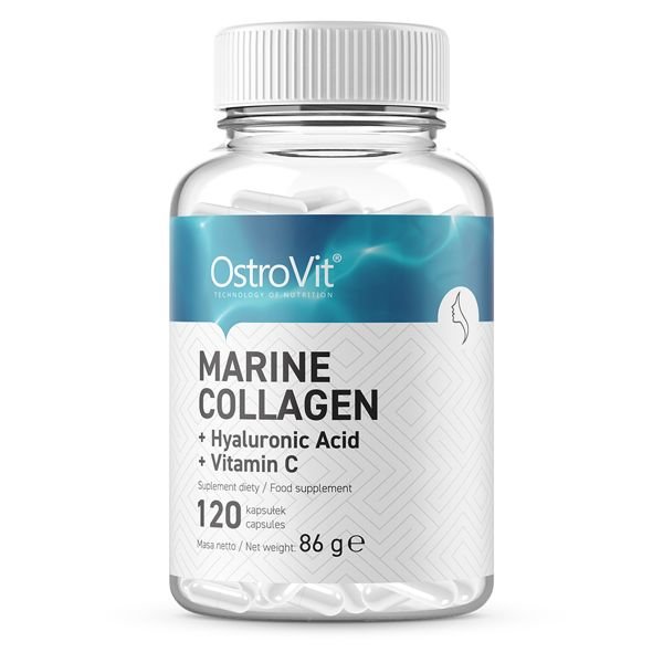 Для суставов и связок OstroVit Marine Collagen with Hyaluronic Acid and Vitamin C, 120 капсул,  ml, OstroVit. Para articulaciones y ligamentos. General Health Ligament and Joint strengthening 