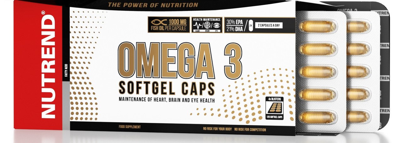 Omega 3 Softgel Caps, 120 piezas, Nutrend. Omega 3 (Aceite de pescado). General Health Ligament and Joint strengthening Skin health CVD Prevention Anti-inflammatory properties 