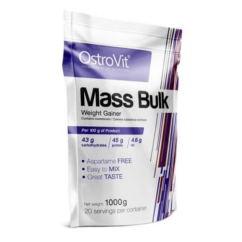 Mass Bulk (45% протеїну) OstroVit 1000 g,  ml, OstroVit. Gainer. Mass Gain Energy & Endurance recovery 