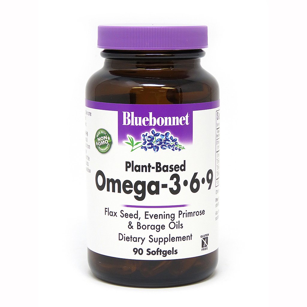 Жирные кислоты Bluebonnet Omega 3-6-9 Plant-Based 1000 mg, 90 капсул,  ml, Bluebonnet Nutrition. Fats. General Health 