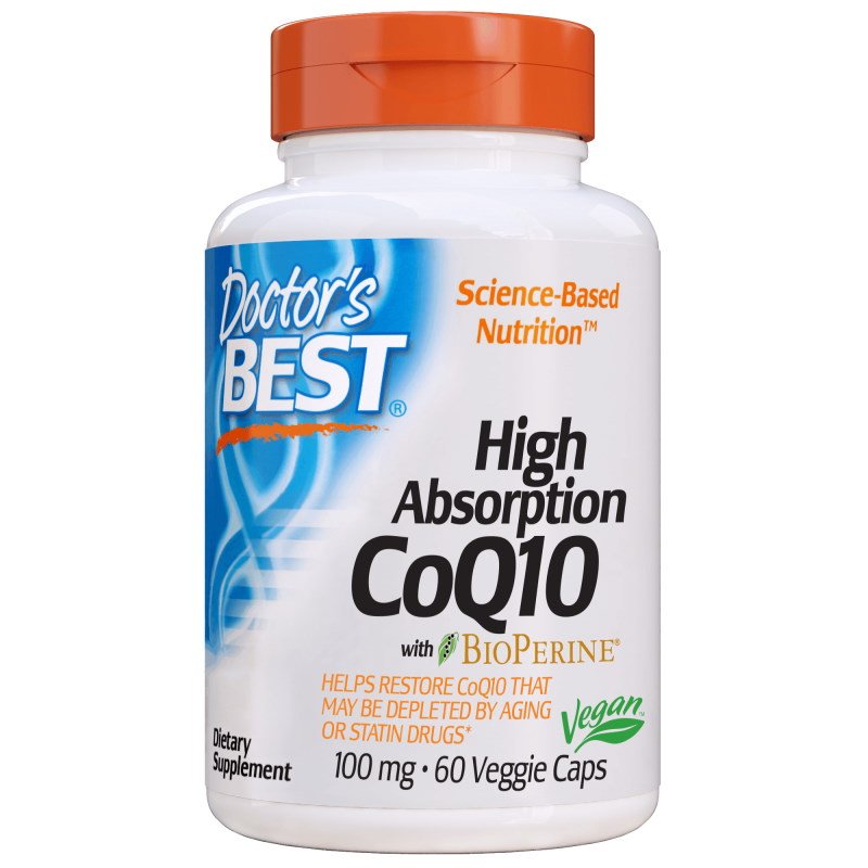Витамины и минералы Doctor's Best CoQ10 BioPerine 100 mg, 60 вегакапсул,  мл, Doctor's BEST. Коэнзим-Q10. Поддержание здоровья Антиоксидантные свойства Профилактика ССЗ Толерантность к физ. нагрузкам 