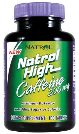 High Caffeine 200 mg, 100 шт, Natrol. Кофеин. Энергия и выносливость Увеличение силы 