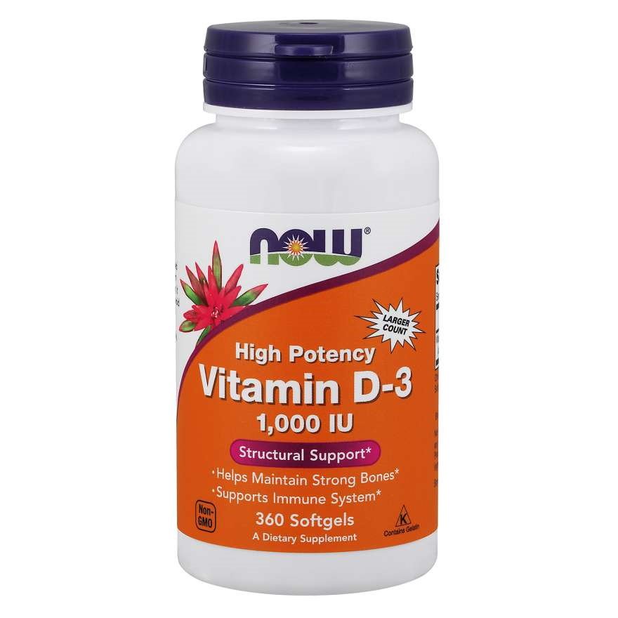 Витамины и минералы NOW Vitamin D3 1000 IU, 360 капсул,  ml, Now. Vitamins and minerals. General Health Immunity enhancement 