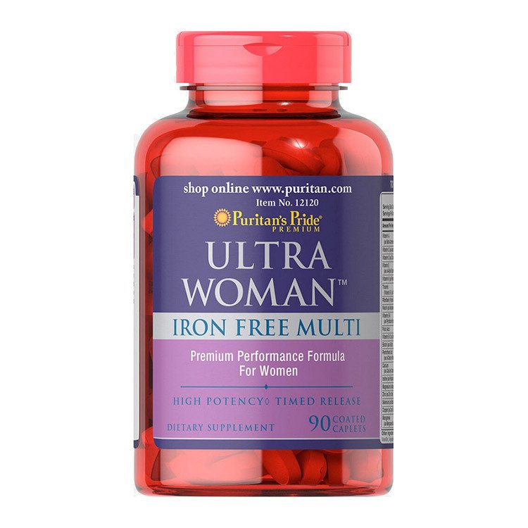 Puritan's Pride Витамины для женщин без железа Puritan's Pride Ultra Woman Iron Free Multi (90 капс) пуританс прайд, , 90 