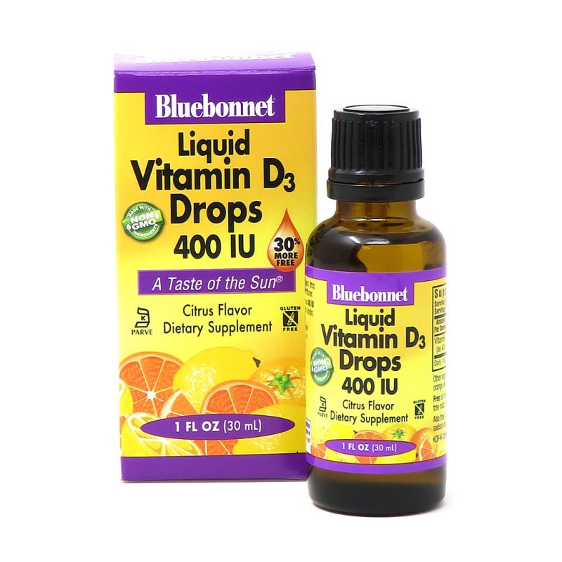 Витамины и минералы Bluebonnet Liquid Vitamin D3, 400 IU 30 мл - апельсин,  мл, Bluebonnet Nutrition. Витамин D. 