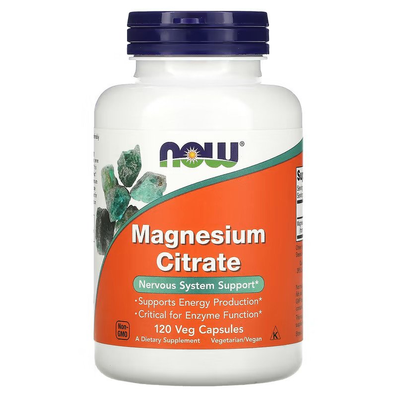 Витамины и минералы NOW Magnesium Citrate, 120 вегакапсул,  ml, Now. Vitamins and minerals. General Health Immunity enhancement 