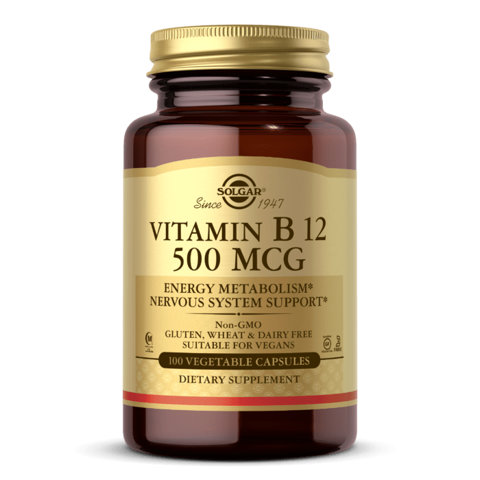 Витамин Б12 Solgar Vitamin B12 500 mcg (100 капс) солгар,  мл, Solgar. Витамин B. Поддержание здоровья 