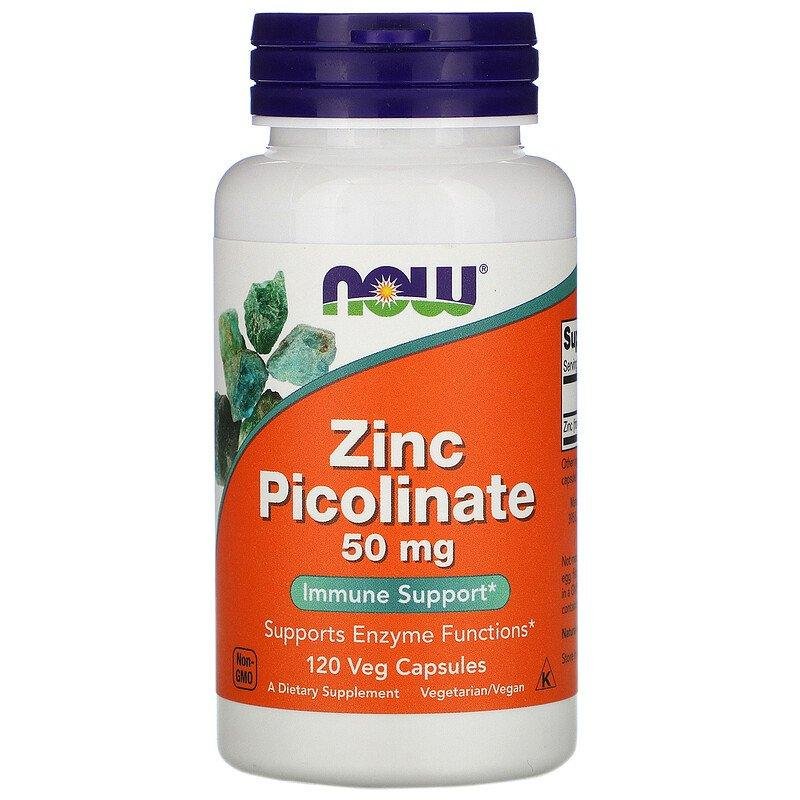 NOW Foods Zinc Picolinate 50 мг 120 капсул,  мл, Now. Витамины и минералы. Поддержание здоровья Укрепление иммунитета 