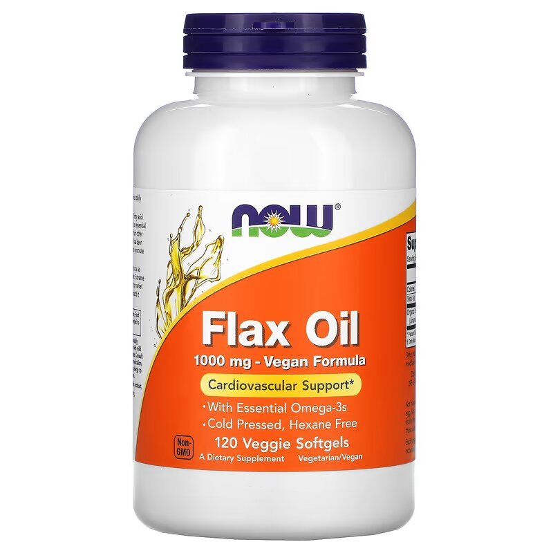 Now Натуральная добавка NOW Flax Oil 1000 mg, 120 вегакапсул, , 