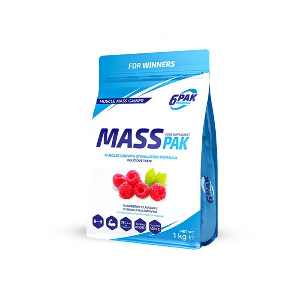 Гейнер 6PAK Nutrition Mass PAK, 1 кг Малина,  ml, 6PAK Nutrition. Ganadores. Mass Gain Energy & Endurance recuperación 