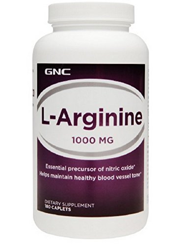 L-Arginine 1000, 180 piezas, GNC. Arginina. recuperación Immunity enhancement Muscle pumping Antioxidant properties Lowering cholesterol Nitric oxide donor 